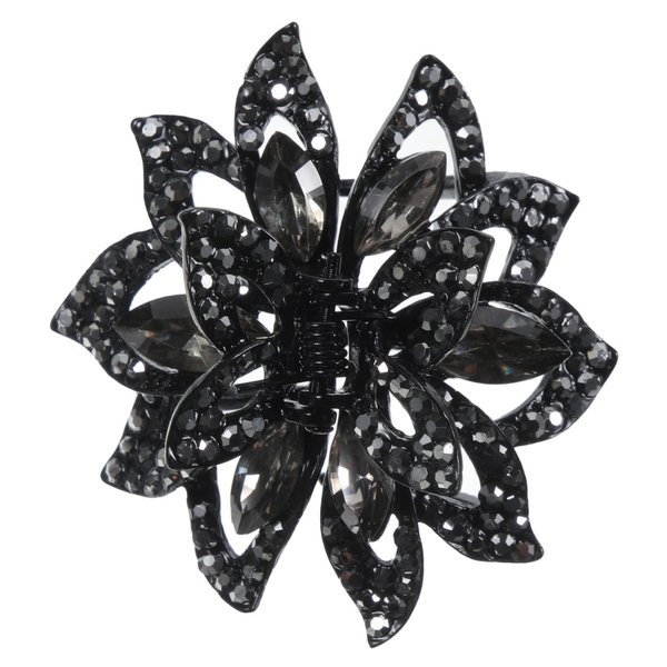 BIUDECO Rhinestone Hair Clip Gray Ponytail Hairpiece Hair Jewels for Women Black Hair Clip Thick Hair Claw Clips Rhinestone Hair Jaw Clips Hair Clips for Women Metal Miss Rhinestone Flower