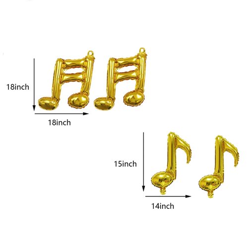 10 PCS Gold Musical Note Aluminum Foil Balloons Guitar Silver Happy Birthday Music Balloons Banner Music Party Decorations for Music Themed Party, Birthday, Home Outdoor Party, Celebrations