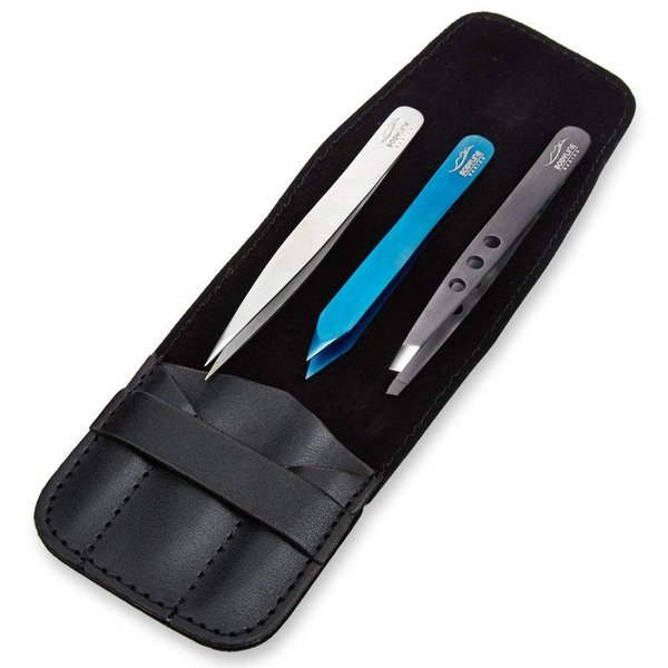 Bodyline Basics Tweezer Set for Eyebrows Chin Hair Splinters and Ingrown Hairs - Precision Tweezers for Facial Hair Removal