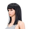 SWACC 14 Inches Short Straight Medium Shoulder Length Wig with Blunt Cut Bangs and Bottom End Synthetic Heat Resistant Hair Wigs for Women with Wig Cap (Dark Lavender Purple)