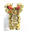 Generic Jeweled antique style bronze gold metal hair claw clips with crystals (Primary color: Red), 1 Count (Pack of 1)
