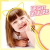 Lawie 14 Pieces Colorful Cute Cat Ear Headbands Pearl Beads Plastic Hair Bands Hair Clasp Kids Girls Birthday Party Headwear Costume Accessories Bulk
