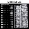 Almond Nail Tips, MORGLES 600PCS Pre-etched Full Cover Clear Almond Shaped Acrylic Nail Tips with Glues Nail Files for Nail Salon Home, 12 Sizes