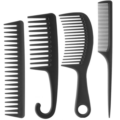 4Pack Combs for Women and Man,Professional Combs for Hair Stylist,Fine and Wide Tooth Styling Comb for All Hair Types,Premium Carbon Fiber Hair Comb Set for Teasing and Parting #C319 (4pcs Color06)