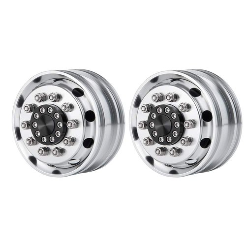 QUE-T 2pcs Metal Front Wheel Hubs Rims for 1/14 Tamiya Tractor Climbing Trailer RC Car Upgrade Parts