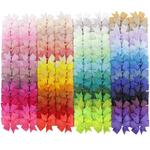 120PCS 3inch Grosgrain Ribbon Polka Dot Pinwheel Hair Bows Boutique Rainbow Bows Alligator Clips For Girls Toddlers Teens(60Colorsx2)