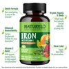 NATURELO Vegan Iron Supplement with Vitamin C and Organic Whole Foods - Gentle Pills for Women & Men w/Iron Deficiency Including Pregnancy, Anemia Diets 90 Mini Capsules