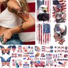 Jctato 4th of July Tattoos Half Arm Independence Day Fake Tattoo Face Tattoos American Flag Temporary Tattoos for Men Women Kids Party Favor,Half Arm Tattoo