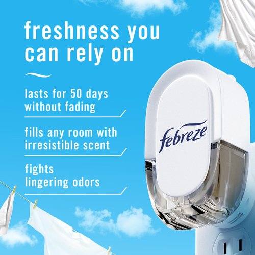 Febreze Odor-Fighting Fade Defy PLUG Air Freshener Refill, Linen & Sky, (3) .87 fl. oz. Oil Refills
