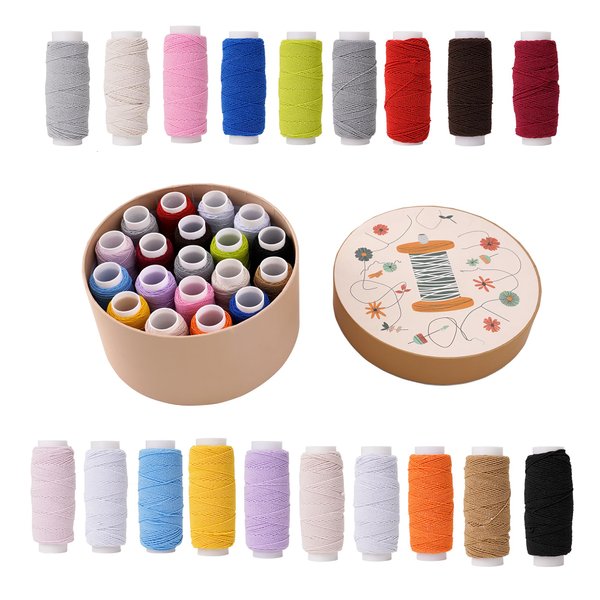 Connimonet 19PCS Elastic Thread 0.6mm,20m Each Spool,Elastic Sewing Thread for Sewing Machine,Shirring Elastic Thread for Sewing,Serger,Overlock Machines Quilting Knitting,Weave,DIY