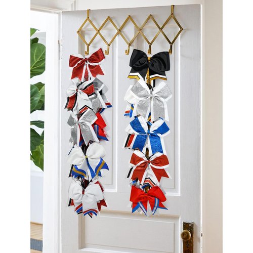 Cheer Bow Holder Glitter Hair Bow for Girls Rhinestones Bling Backpack Bows School Senior Red Cheer Stuff Bow Accessories for Teen Softball football Cheerleader Sports