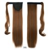 iLUU Auburn Brown Straight Ponytail Long Wrap Around Clip in Hair Extension 24 Inch Heat Resistent Friendly Fiber Synthetic Magic Paste Ponytail 100g Pony Tail Hair Extensions for Women