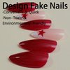 24 Pcs Almond Press on Nails Medium RIICFDD French Tip Fake Nails Wine Red Full Cover False Nails Star Designs Y2K Nails Glossy Press on Nail for Women Girls Acrylic Nails