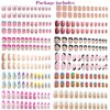 12 Pack 288Pcs Press on Nails Medium And Short - OPkssnails French Tip Press On Nails Almond And Square,Reusable Glue On Nails, Gel Fake Nails for Women