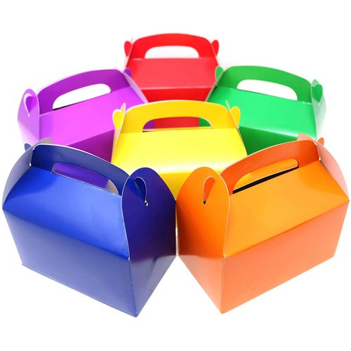 Adorox Cardboard Bright Colors Treat Boxes Favors Children Birthday Party Event Goody Bags (Assorted (12 Treat Boxes))