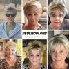 SEVENCOLORS Short Blonde Wigs for White Women Layered Mixed Blonde Pixie Cut Wigs with Bangs Synthetic Short Hair Replacement Wigs