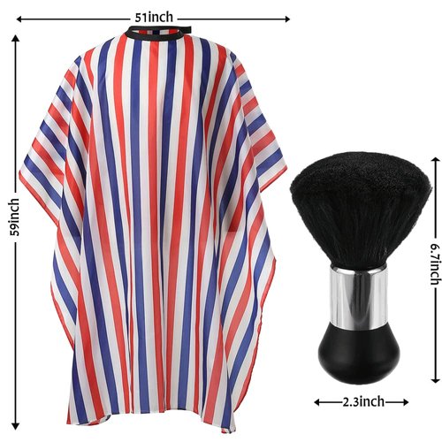 Borogo Professional Hair Cutting Cape with Neck Duster Brush, Salon Barber Cape, Hairdressing Accessories (Multicolor Stripe)