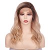 Onedor 20Inch Kanekalon Futura Synthetic Hair 130% Density Wavy Lace Front Long Wigs (Light Brown Evenly Blended with Dark Natural Blonde-RL12/16)