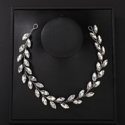 Teyglen Bride Wedding Crystal Hair Vine Silver Full Crystal Headband Bridal Hair Accessories Wedding Headpiece Handmade Rhinestone Hair Piece Headband for Women Girls (Silver)