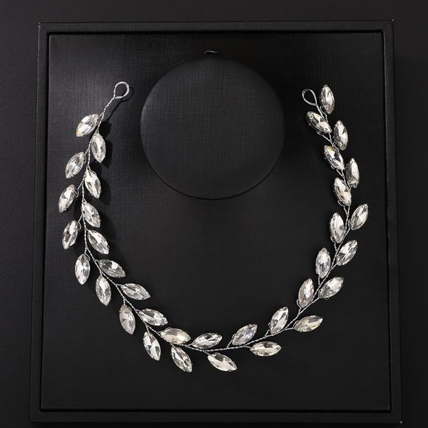 Teyglen Bride Wedding Crystal Hair Vine Silver Full Crystal Headband Bridal Hair Accessories Wedding Headpiece Handmade Rhinestone Hair Piece Headband for Women Girls (Silver)