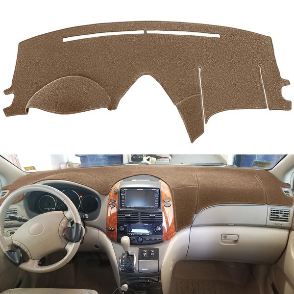 Fcovergurus Dash Cover Mat Custom Fit for Toyota Sienna 2004-2010, Dashboard Cover Pad Carpet Protector (Brown) F99