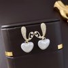 Allereyae Vintage Crystal Pearl Heart Dangle Earrings Rhinestone Pearl Drop Earrings Gold Cz Pearl Stud Earrings Heart Love Earrings Jewelry for Women and Girls