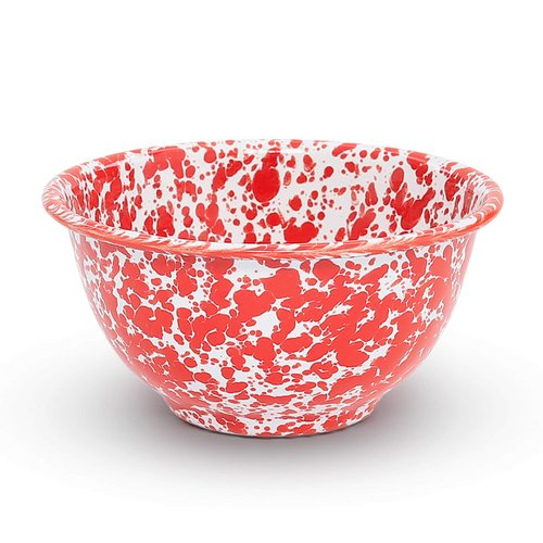 Crow Canyon Home Enamelware Small Rice Bowl, 14 Ounce, Red/White Splatter (Single)