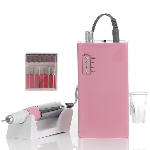 Miss Sweet Portable Nail Drill Machine Rechargeable Electric Nail File for Acrylic (Sweet Pink)