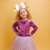 bianbaistar 1Pk Classic Mouse Ears Headband for Women Velvet Hair Bow Headwear for Girls & Boys - Sparkle Sequins Hair Bands with Big Golden Mouse Ears Essencial Accessories for Trip (Gloden Bow)