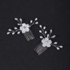 Jumwrit Bridal Flower Hair Comb Rhinestone Pearl Hair Comb Bride Wedding Hair Accessories Hair Pieces for Bridesmaids Women Silver Hair Comb