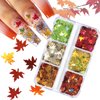 Maple Leave Nail Art Glitter Holographic Leaf Nail Sequin Autumn Nail Flakes Fall Nail Decoration Thanksgiving Nail Accessories Supplies for Women Girls