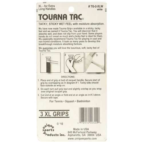Tourna Tac, Tacky Feel Tennis Grip, White (3/Roll Pack)