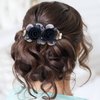 inSowni 5 Pack Glitter Sparkly Rhinestone Metal French Barrettes with Rose Flower Floral Alligator Snap Hair Clips Accessories for Women Girls