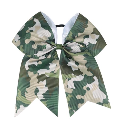 7"Camo Cheer Bow Cheer Bows Full Camouflage Ponytail Hair Ties Ponytail Holder Accessories.(FQ9) (B)