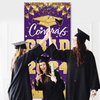 2024 Graduation Party Decorations - Purple Gold Congrats Grad Class of 2024 Banner 2024 Graduation Party Supplies Front Door Cover Porch Sign Backdrop Wall Decor
