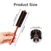Small Boar Bristle Hair Brush, Portable Round Natural Bristle Travel Brush with Wood Handle for Thin or Short Hair, Adding Volume, Mini Beard Brush for Men