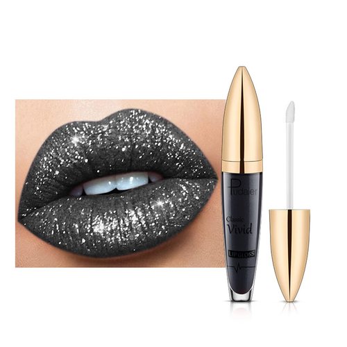 Easilydays Halloween Diamond Shiny Matte Lipstick, Gothic Glitter Liquid Lip Gloss, Sparkling High Pigment Waterproof Longlasting Lipsticks, Bold Shimmer Lip Glaze for Masquerade, Cosplay Makeup (#18)