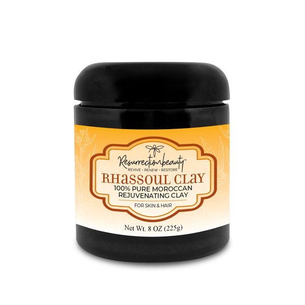 RESURRECTIONbeauty 100% Pure Moroccan Rhassoul Clay, Facial Mask & Hair Mask Powder, For Moisturizing Spa Mud Wraps & Conditioning Clay Shampoo, 8oz