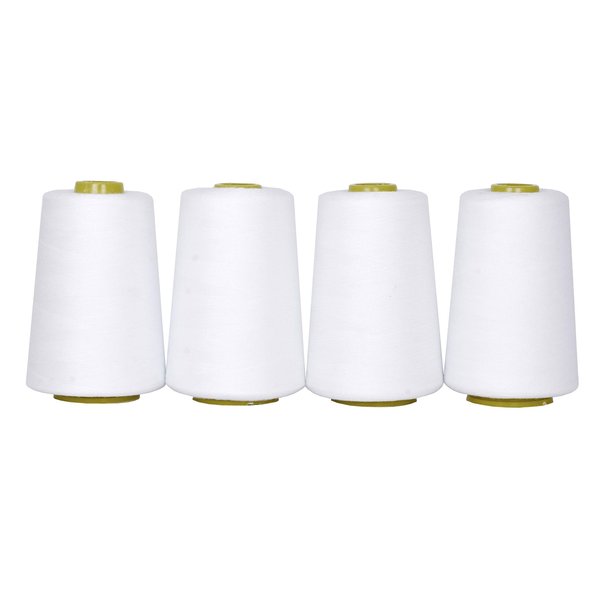 Mandala Crafts All Purpose Sewing Thread Spools - White Serger Thread Cones 4 Pack - 40S/2 24000 Yds White Polyester Thread for Overlock Sewing Machine Quilting