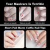 300PCS Short Coffin Nail Tips, Half Cover No C Curve Nail Tips, 12 Sizes Full Matte Coffin Nails Tips for Acrylic Nails Professional, Acrylic Short Press on nails for Nail Extension at Home DIY Salon