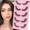 Fyonas Cat Eye Lashes Wispy L Curl Fake Eyelashes Extension Look 24mm Long & Dramatic False Eyelashes Doll Fox Eye Lashes 5 Pairs Pack (Fox Eye 03)