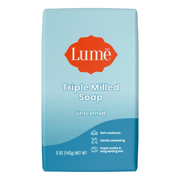 Lume Triple Milled Soap - Rich Moisture & Gentle Cleansing - Formulated Without Parabens or Phthalates, Skin Loving - 5 ounce (Unscented)