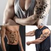 Halloween Temporary Tattoo 5 Sheet Black Skull Fake Tattoos Rose Flower Tattoos Temporary Realistic Body Arm Neck Chest Shoulder Floral Tattoos Stickers For Adult Kids Parties Festival Accessories