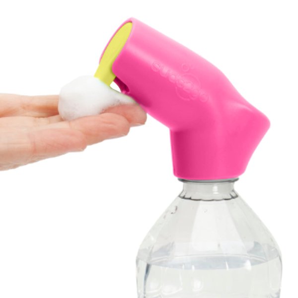Suds2Go Refillable Caps, 2 Pack - Universal Fit Turns Most Disposable Water Bottles Into A Hand Washing Station - Includes Refillable Soap Reservoir - Conveniently Sized to Take on the Go - Pink