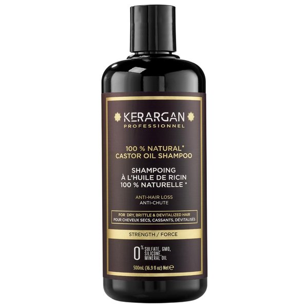 Kerargan - Anti-Hair Loss Shampoo with Castor Oil - Strengthens & Promotes Growth - Dry & Brittle Hair - Enriched with Keratin, Argan Oil, Aloe Vera - Sulfate, GMO & Silicone-Free - 16.9 fl oz