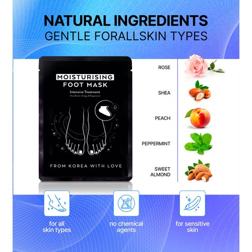 Premium Intensive Moisturizing Foot Mask for Dry Cracked Feet - Hydrating Socks for Feet - Foot Care Booties Feet Masks for Cracked Heel - Korean Foot Mask Moisturizing Socks - 3 Pack