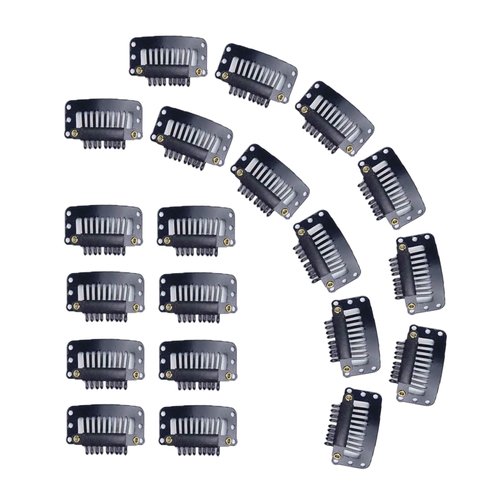 MauSong 20PCS Wig Clips, 9 Teeth Small Snap Comb Wig Clips, Clips for Wig, Hair Extension Clips, Wig Accessories Clips (Black)