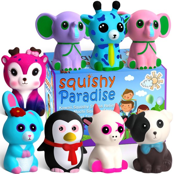 POKONBOY Jumbo Squishies Slow Rising, 8 Pack Animal Squishy Toys Cream Scented Squishies Pack Stress Relief Super Soft Squeeze Kawaii Cute Squishy Slow Rising for Kids