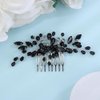 Teyglen Black Teardrop Hair Comb Bridal Rhinestone Hair Piece Vinatge Black Crystal Headpiece Black Hair Side Comb Wedding Hair Accessories for Women Girls Prom Party Festival