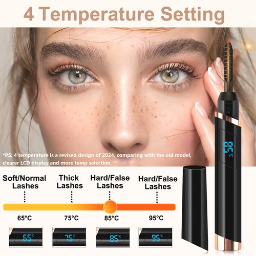 DUST2OASIS Heated Eyelash Curlers, Electric Eyelash Curlers, Rechargeable Lash Curler with Eyelash Comb for Makeup Natural Curling Eye Lashes and 24 Hours Long Lasting - Black 2024 Updated Model